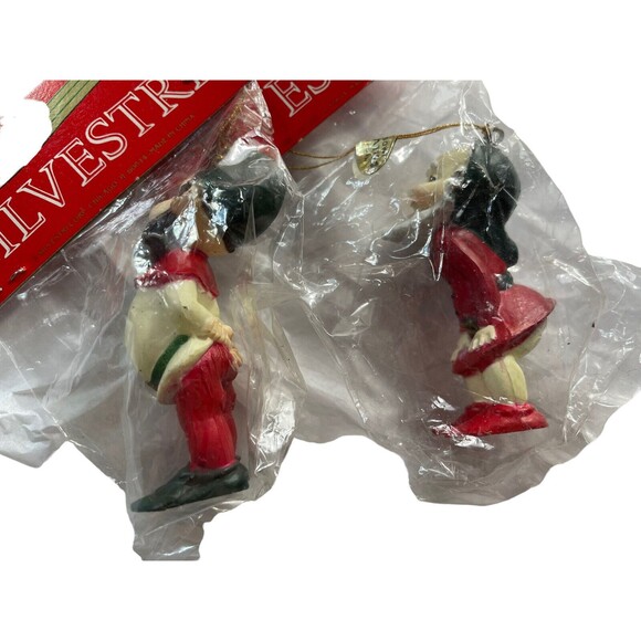 Vintage Silvestri Christmas Elf Ornament Hanging 2.5” Gnome Figure New Old Stock - Picture 4 of 5